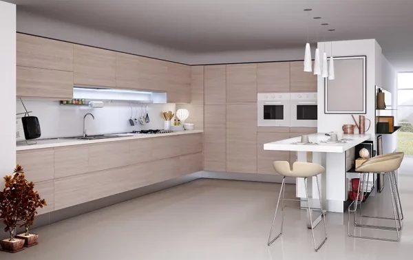 Wooden finish modular kitchen